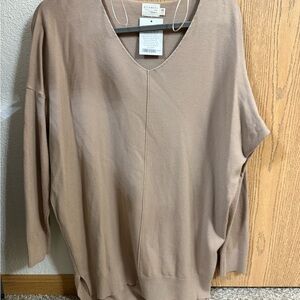 Elegant V-Neck Sweater in Tan